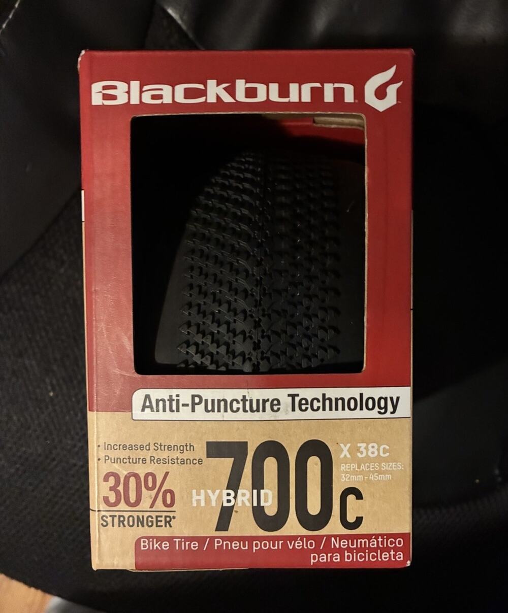 Blackburn Hybrid 700C x 38C Black Rubber Bike Tire, Puncture Resistant